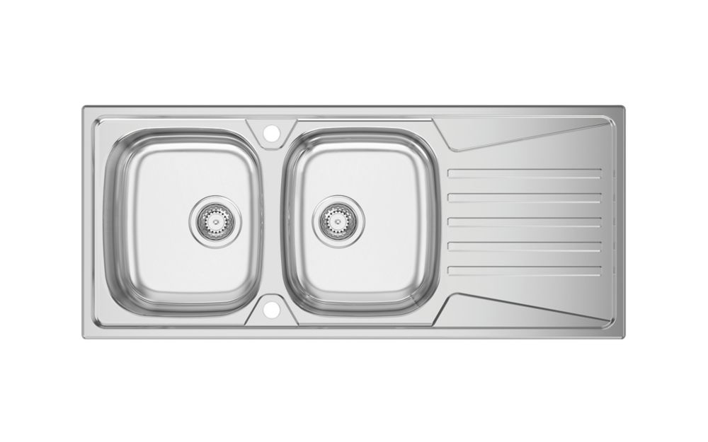 Image of Clearwater Trion 2 Bowl Stainless Steel Kitchen Sink 1160mm x 500mm 