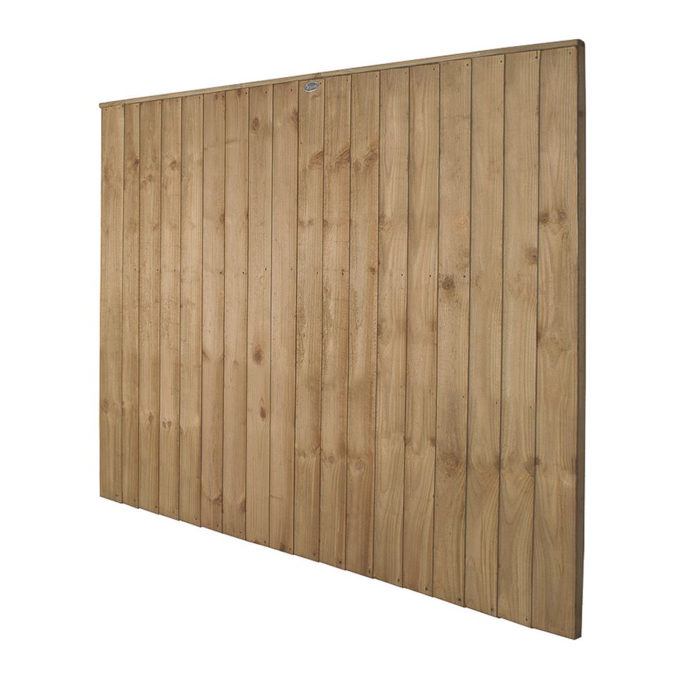 Image of Forest Vertical Board Closeboard Garden Fencing Panel Natural Timber 6' x 5' Pack of 5 