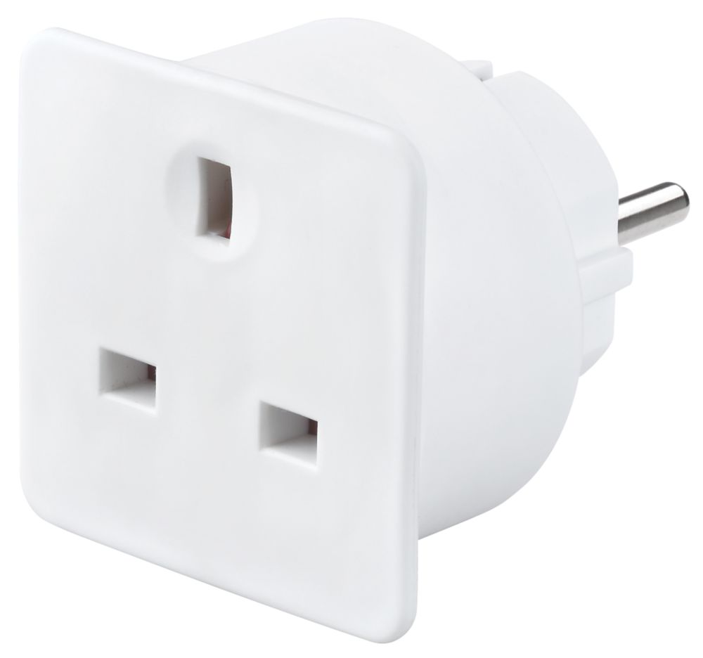 Image of Masterplug 13A Unfused UK To Euro Travel Adaptor White 