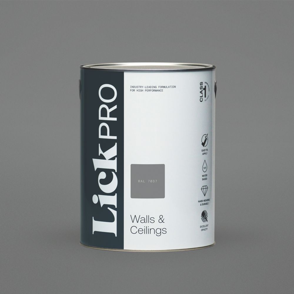 Image of LickPro Matt Grey RAL 7037 Emulsion Paint 5Ltr 