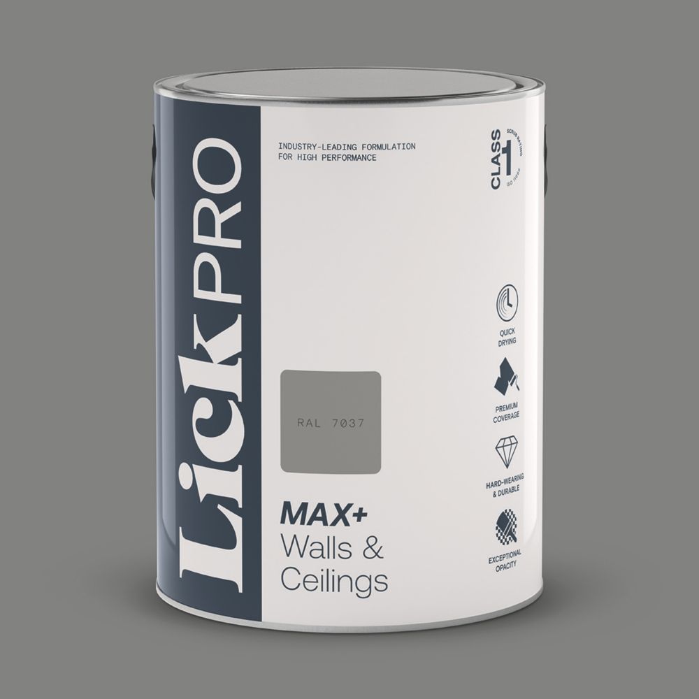 Image of LickPro Matt Grey RAL 7037 Emulsion Paint 5Ltr 