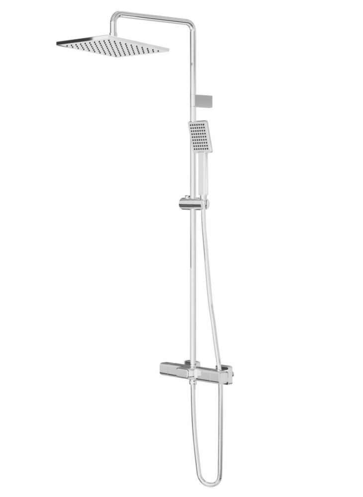 Image of Swirl Thorness Rear-Fed Exposed Chrome Plated Thermostatic Mixer Shower with Diverter 
