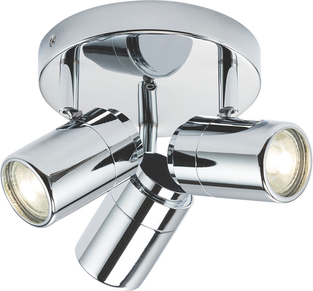 Image of Knightsbridge Round 3-Light Triple GU10 Ceiling Spotlight Polished Chrome 