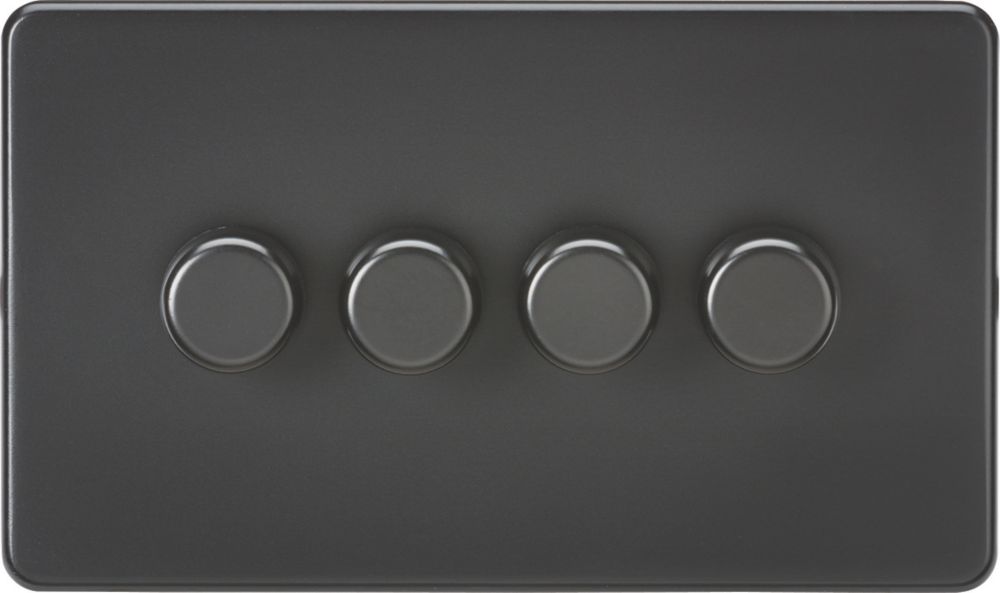 Image of Knightsbridge 4-Gang 2-Way LED Dimmer Switch Matt Black 