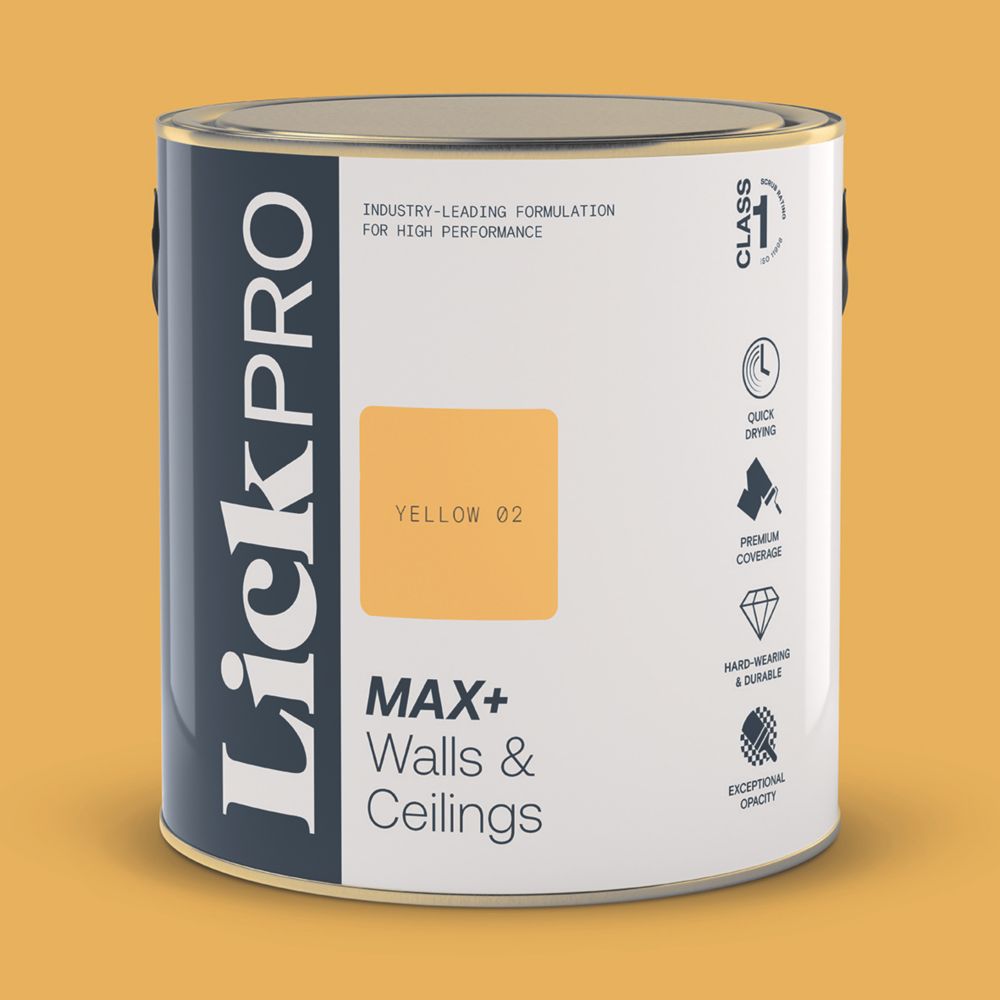 Image of LickPro Matt Yellow 02 Emulsion Paint 2.5Ltr 