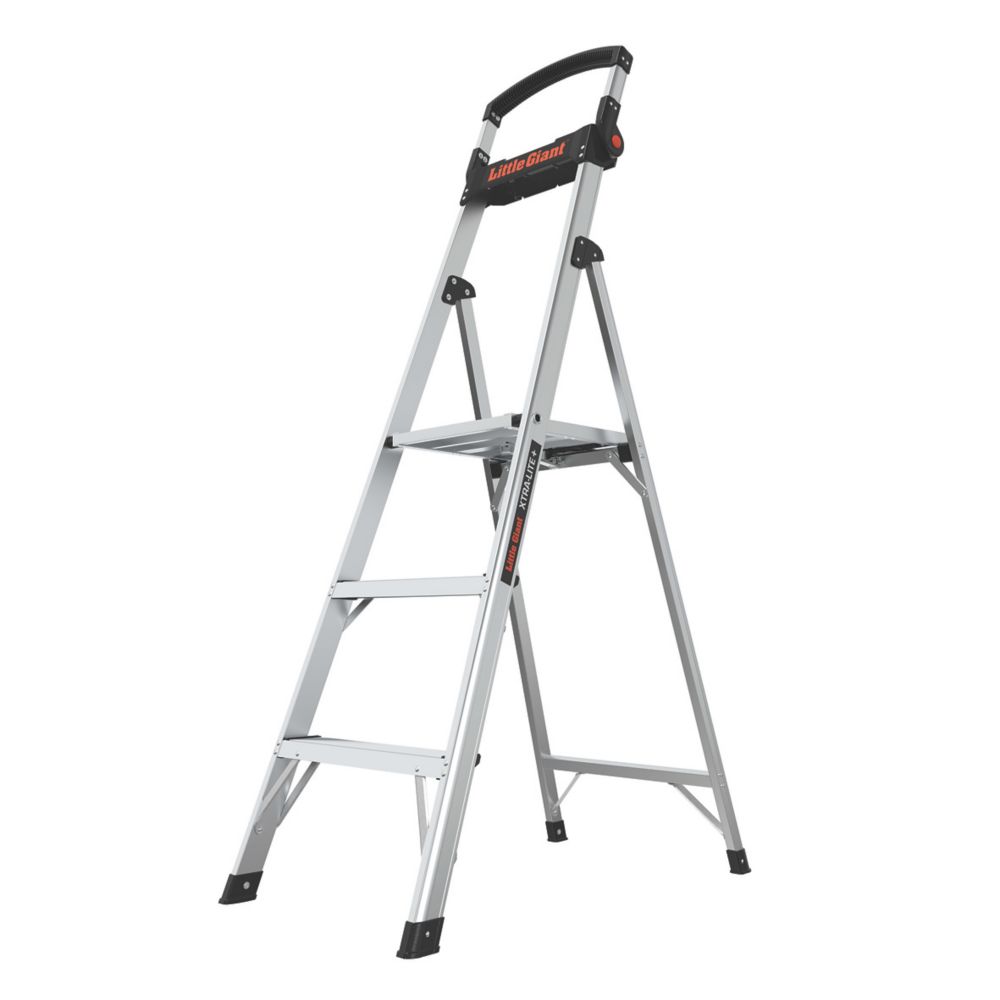 Image of Little Giant Xtra-Lite Plus Aerospace Grade Aluminium 3-Treads Platform Stepladder With Handrail 0.82m 