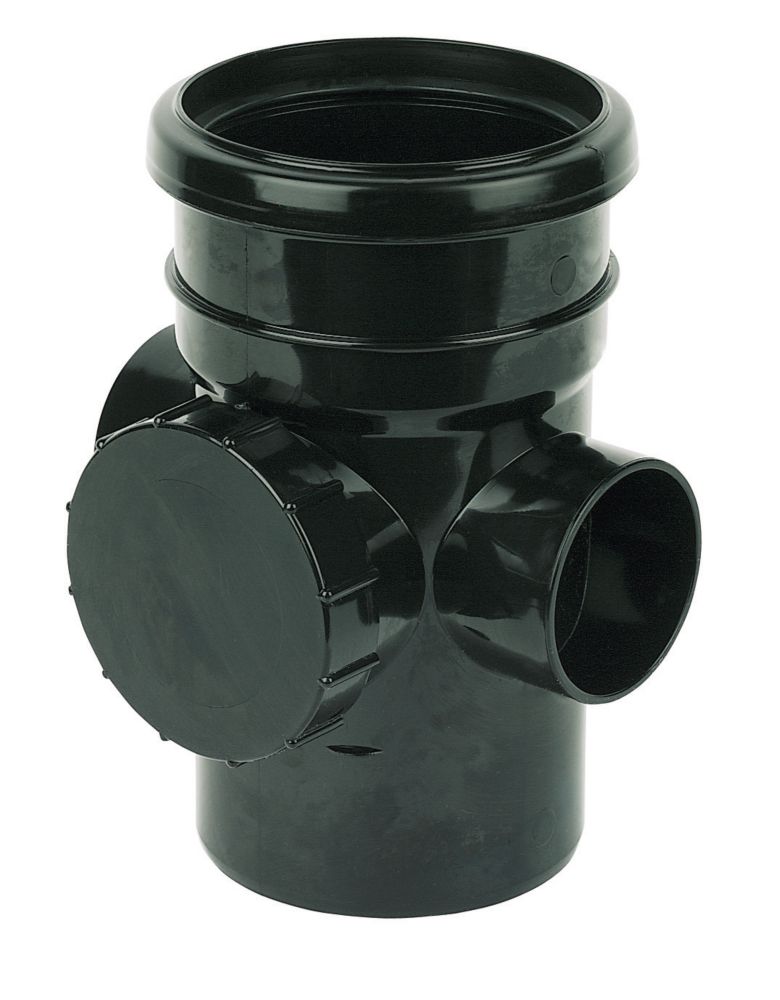 Image of FloPlast Push-Fit 2-Boss Single Socket Access Pipe Black 110mm 
