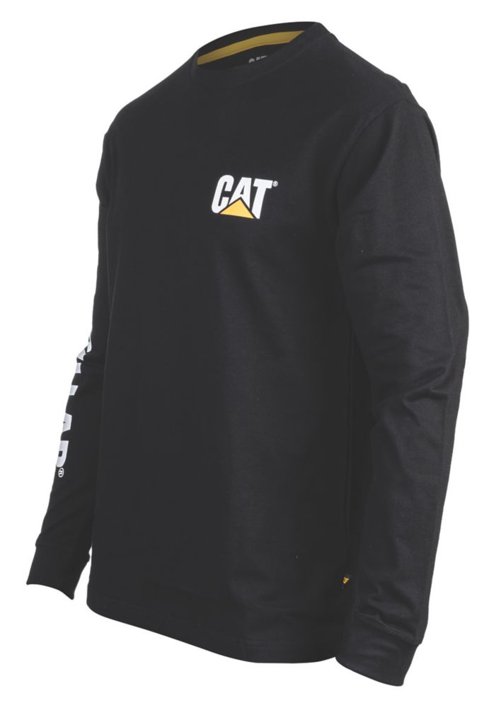 Image of CAT Trademark Banner Long Sleeve T-Shirt Black XXX Large 54-56" Chest 