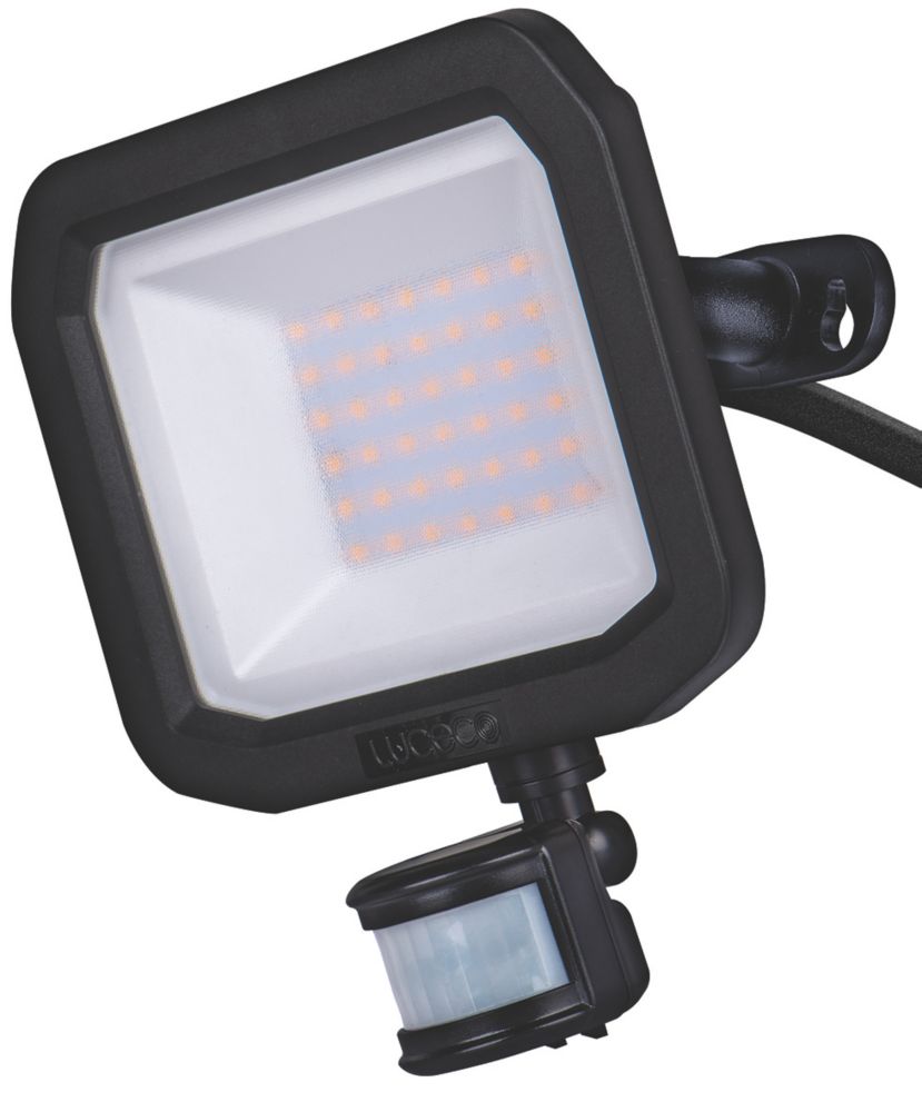 Image of Luceco Castra Outdoor LED Floodlight With PIR Sensor Black 30W 3150lm 