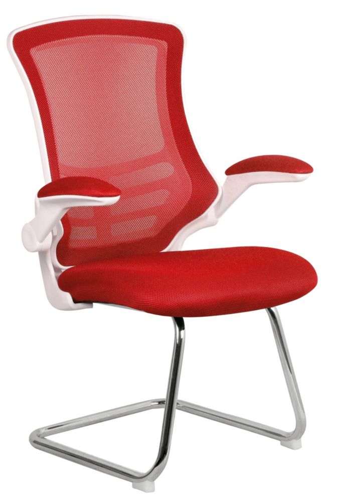 Image of Nautilus Designs Luna Medium Back Cantilever/Visitor Chair Red 