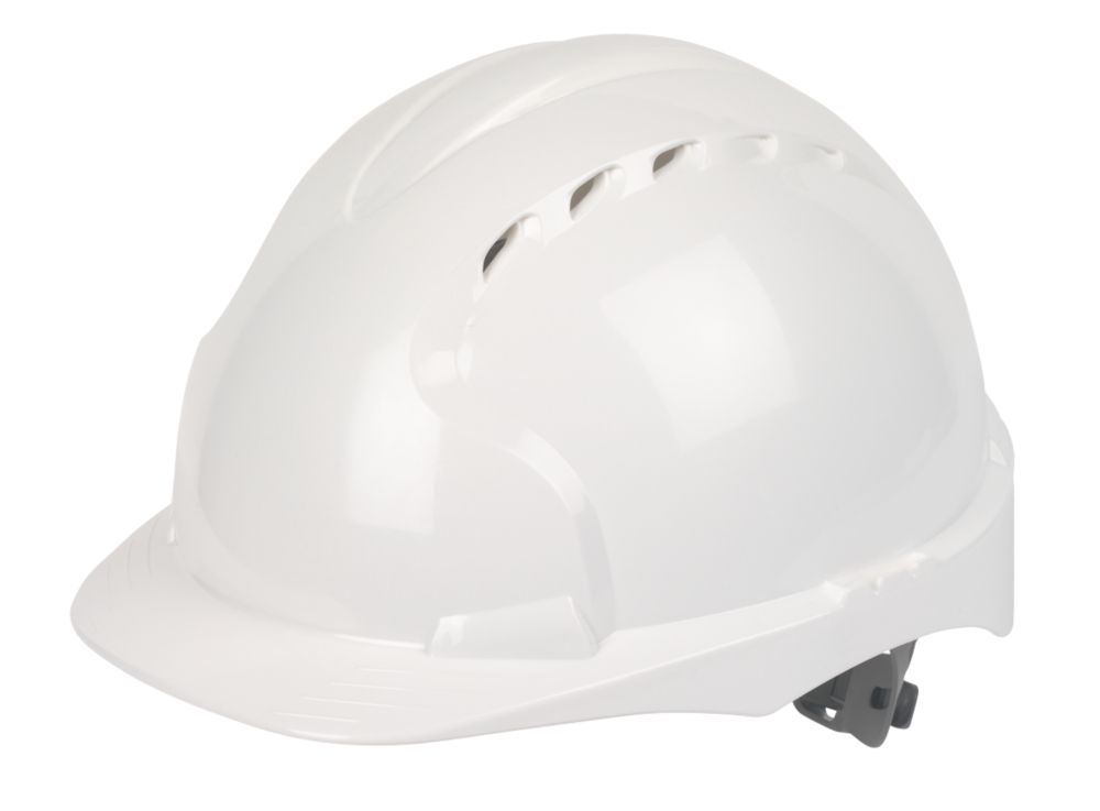 Image of JSP EVO2 Mid Peak Slip-Ratchet Vented Safety Helmet White 