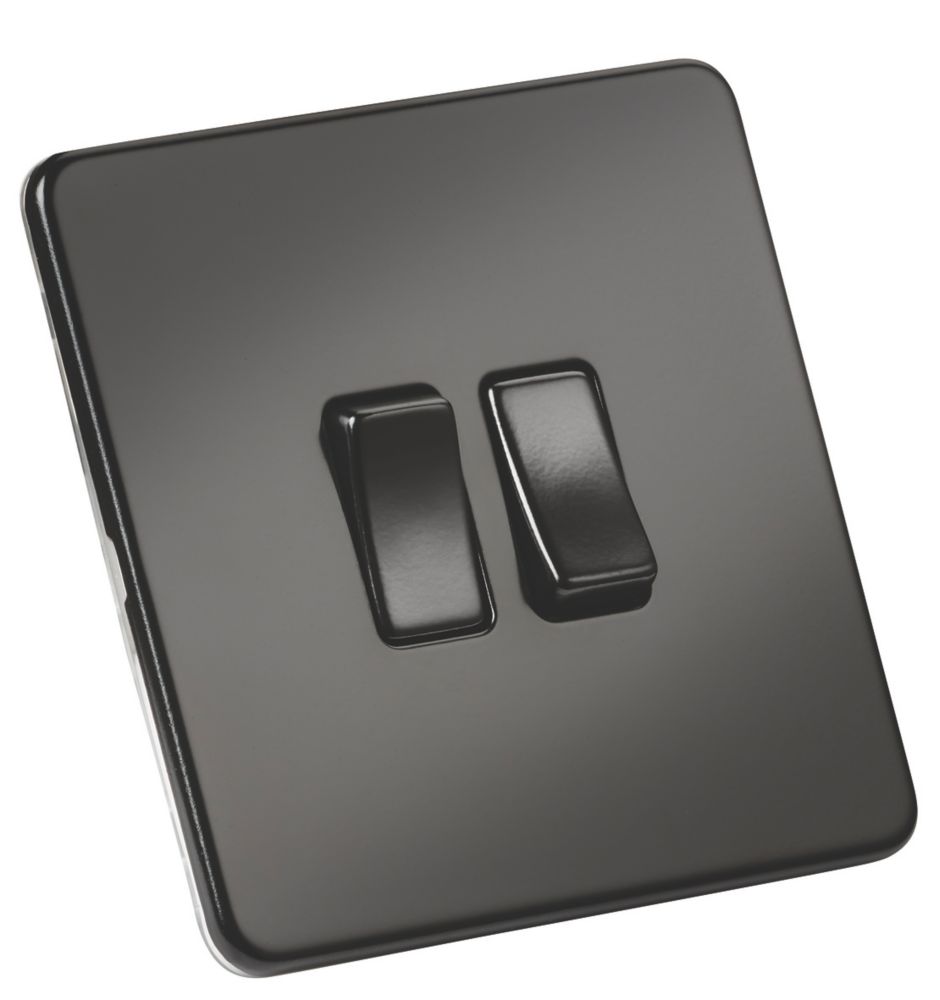 Image of Knightsbridge 10AX 2-Gang 2-Way Light Switch Matt Black 