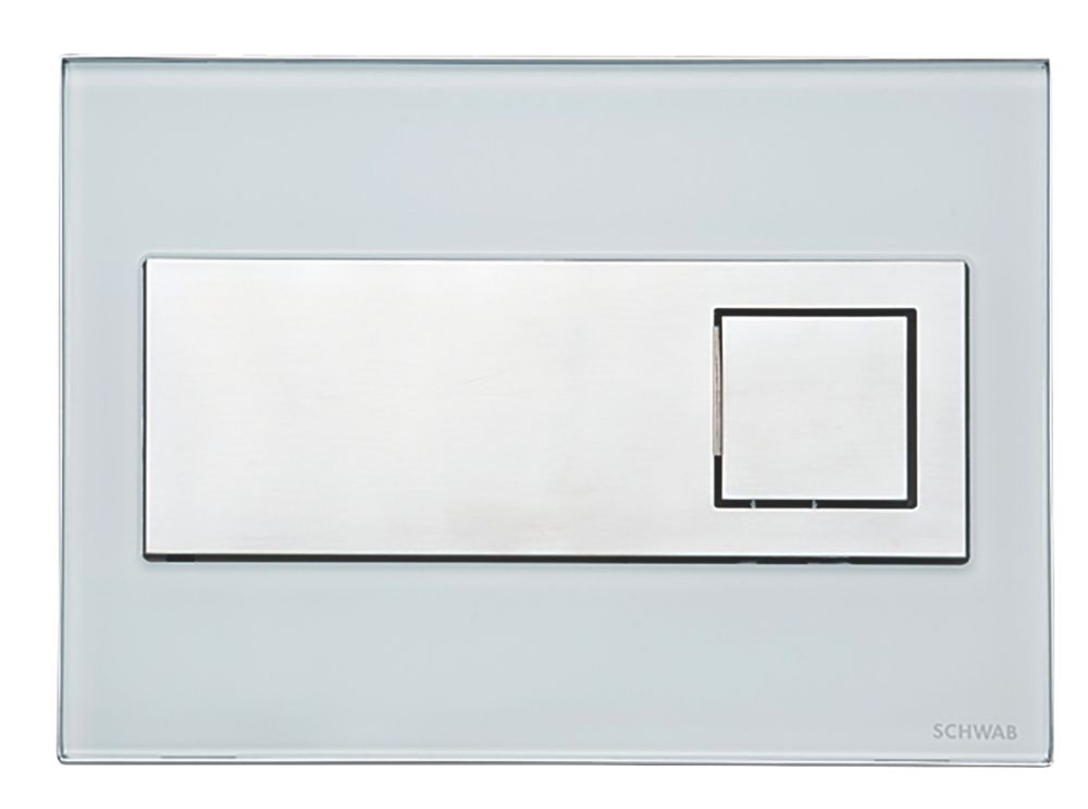 Image of Fluidmaster Schwab Caro 8940 Dual-Flush Flushing Plate White Glass 