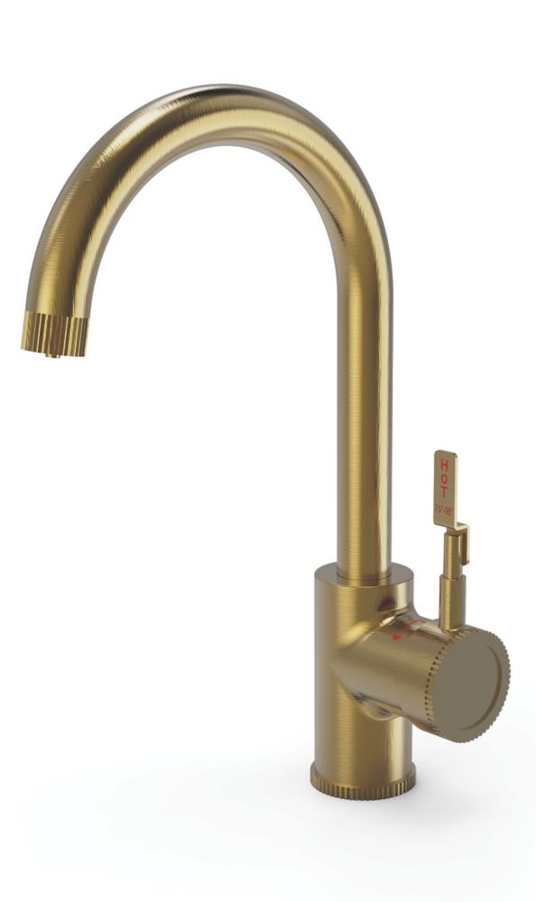 Image of ETAL Industrial Single Lever 3-in-1 Hot Water Kitchen Tap Gold 
