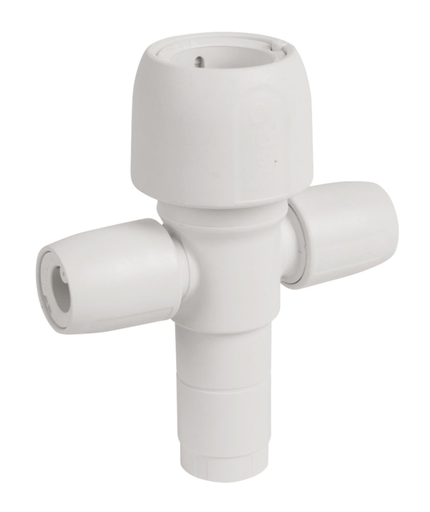 Image of Hep2O Plastic Push-Fit Reducing 2 Port Closed Spigot Manifold 22mm x 10mm 