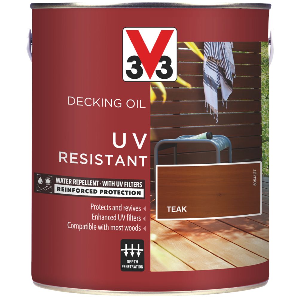 Image of V33 High Performance UV-Resistant Decking Oil Teak 2.5Ltr 
