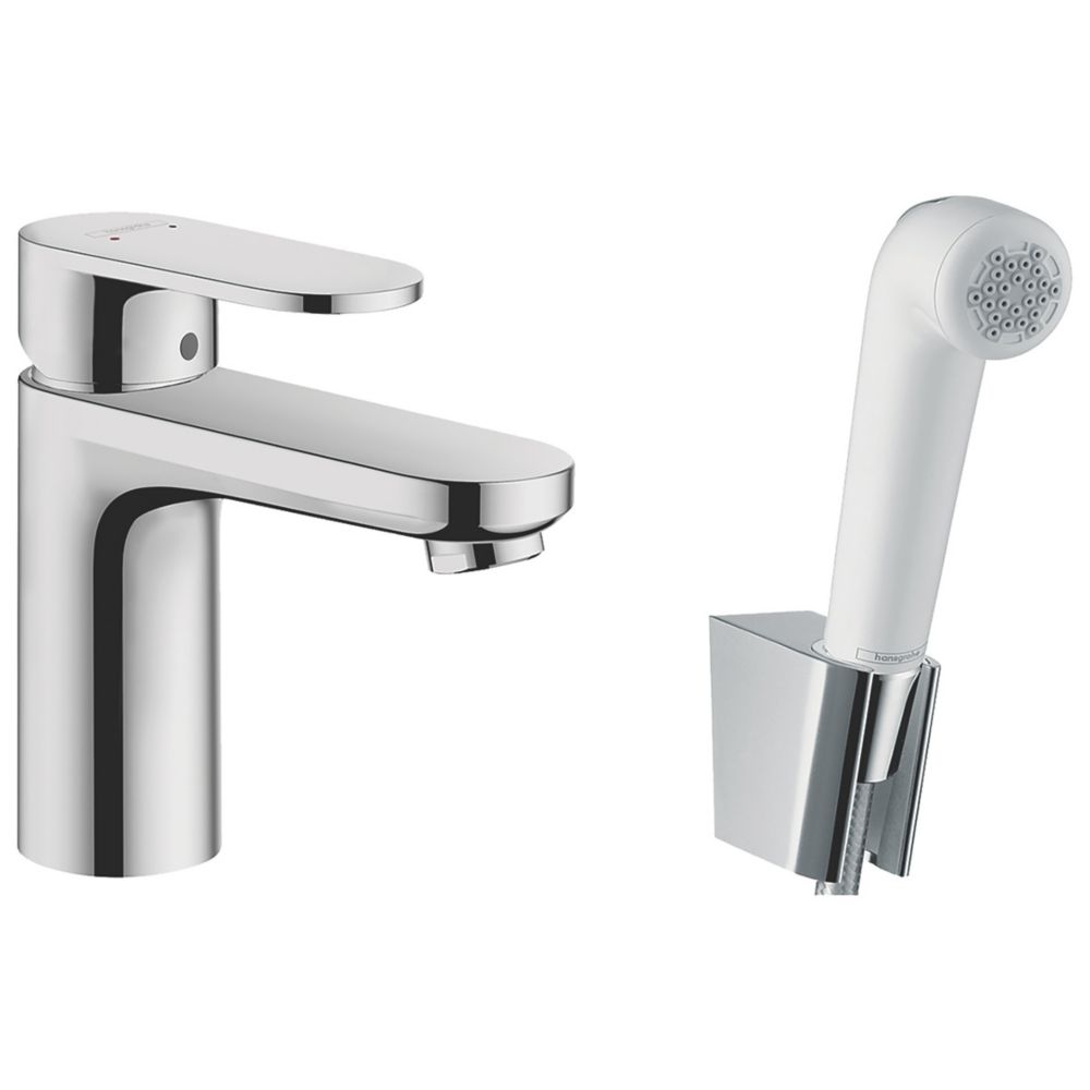 Image of Hansgrohe Vernis Blend 100 Basin Tap with Bidet Hand Shower Chrome 