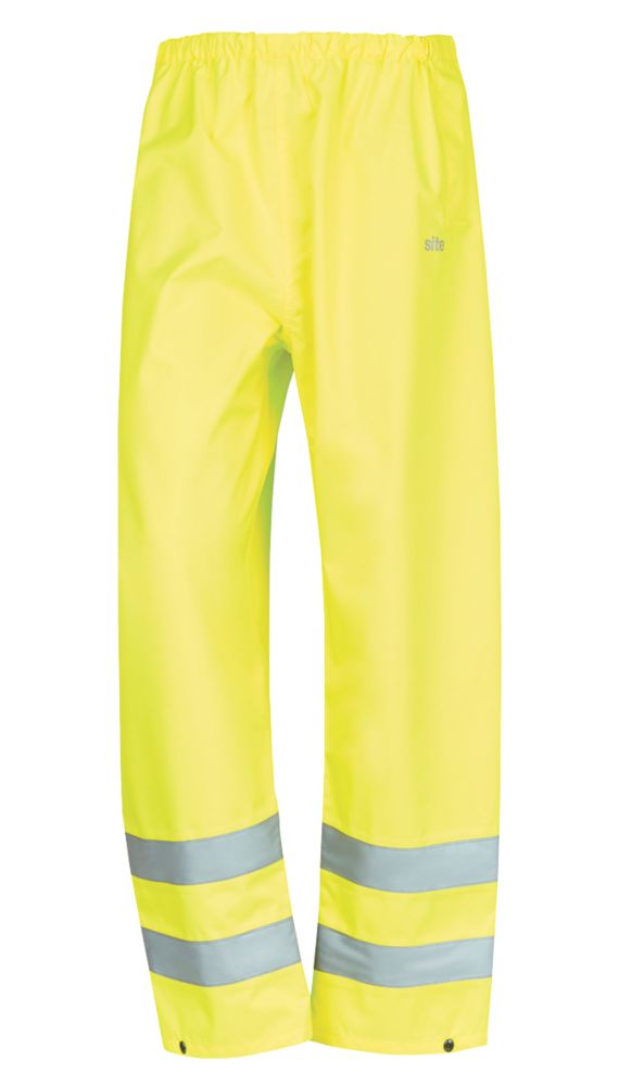 Image of Site Huske Hi-Vis Over Trousers Elasticated Waist Yellow Medium 25" W 43" L 