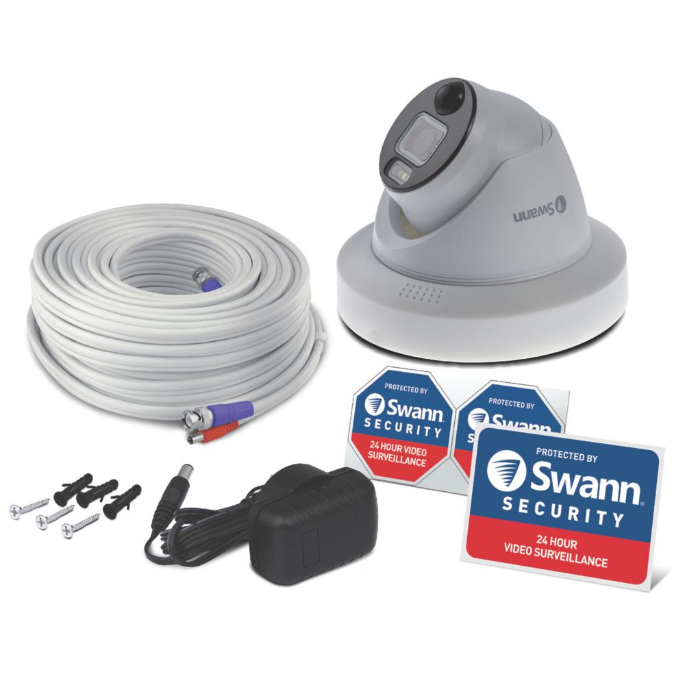 Image of Swann Enforcer SWPRO-1080DER-EU White Wired 1080p Indoor & Outdoor Dome Add-On Camera for Swann DVR CCTV Kit 