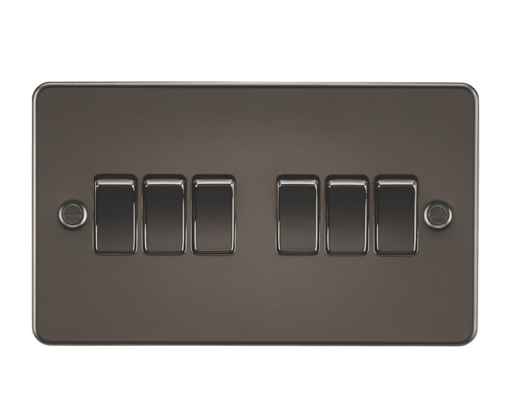 Image of Knightsbridge 10AX 6-Gang 2-Way Light Switch Gunmetal 