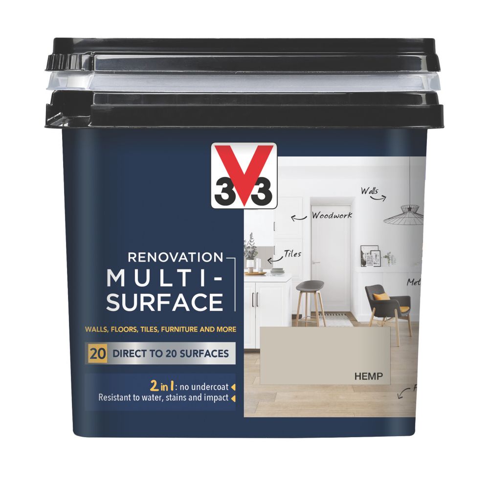 Image of V33 Satin Hemp Acrylic Renovation Multi-Surface Paint 750ml 