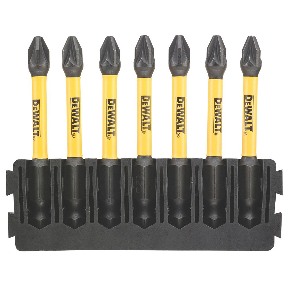 Image of DeWalt Flextorq 6.35mm 57mm Hex Shank PZ2 Screwdriver Bits 7 Pieces 
