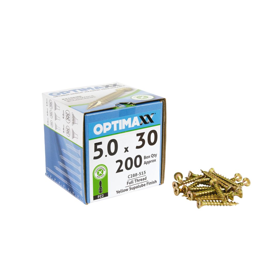 Image of Optimaxx PZ Countersunk Wood Screws 5mm x 30mm 200 Pack 