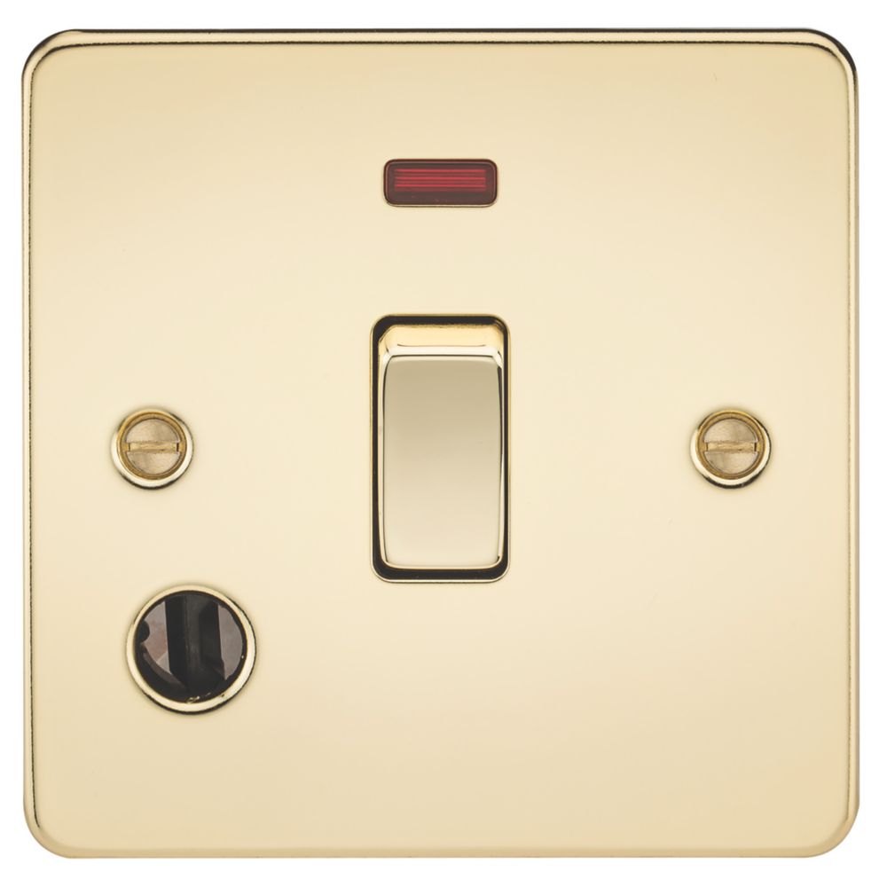 Image of Knightsbridge 20A 1-Gang DP Control Switch & Flex Outlet Polished Brass with LED 