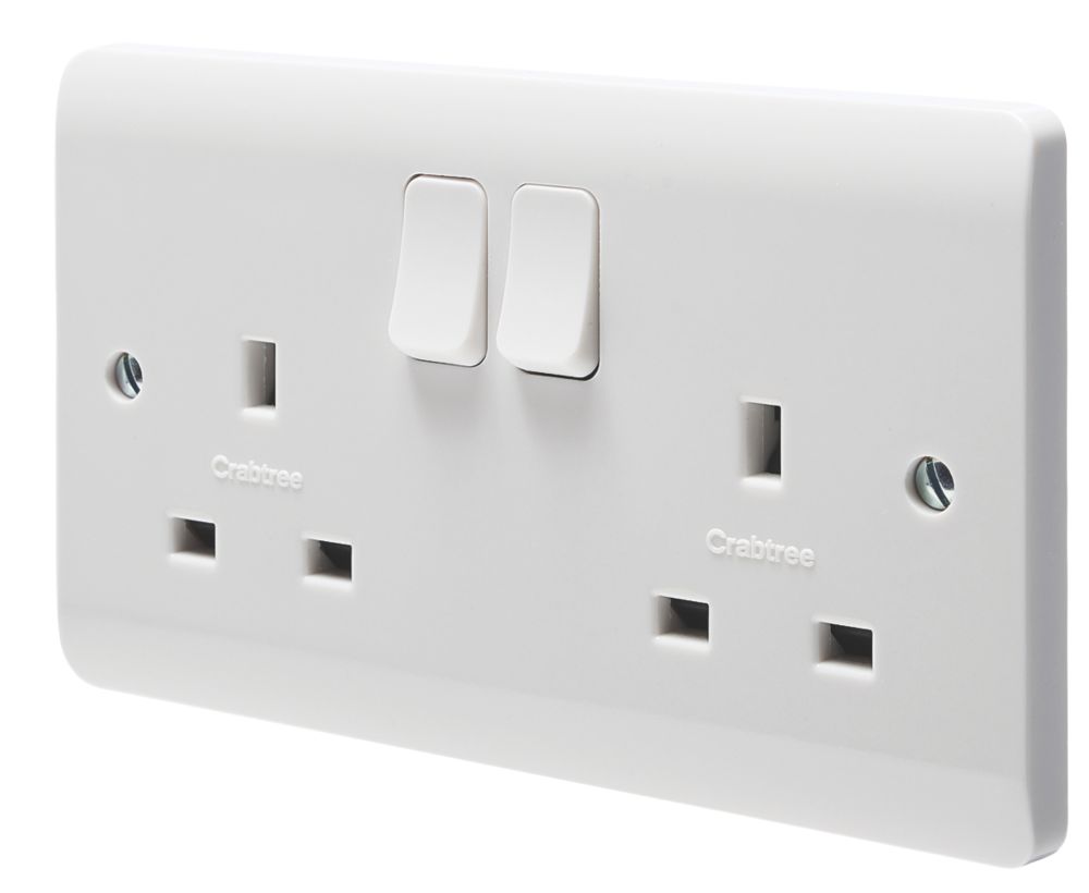 Image of Crabtree Instinct 13A 2-Gang SP Switched Socket White 