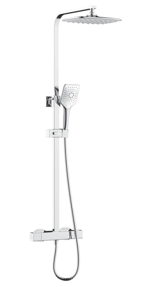 Image of Bristan Craze Rear-Fed Exposed Chrome Thermostatic Bar Mixer Shower with Adjustable Riser Kit & Diverter 