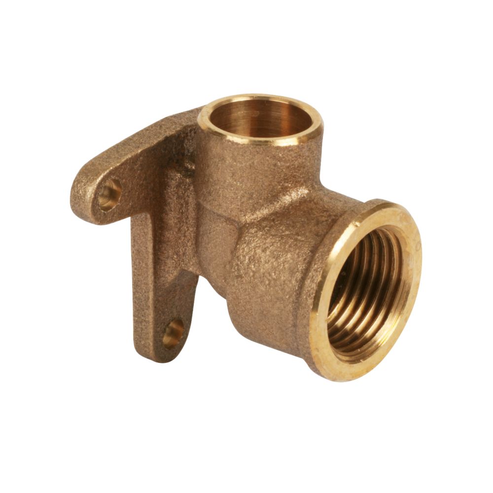 Image of Endex Brass End Feed Adapting 90Â° Wall Plate Elbow 15mm x 1/2" 
