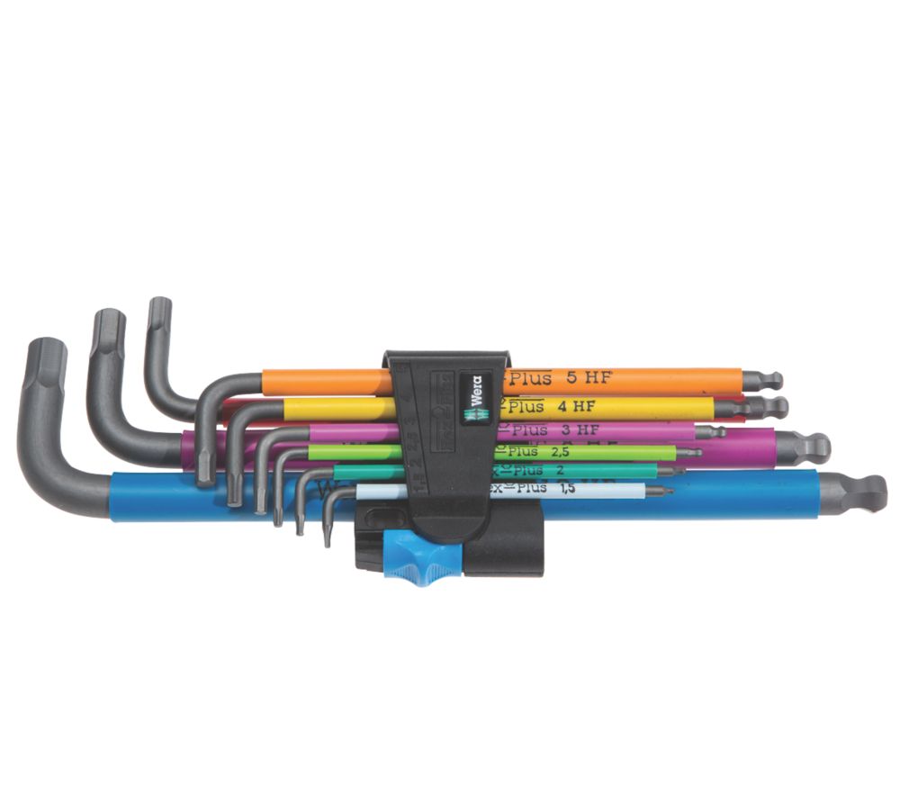 Image of Wera L-Keys Metric Multicolour Holding Function Long Arm Hex-Plus Set 9 Pieces 