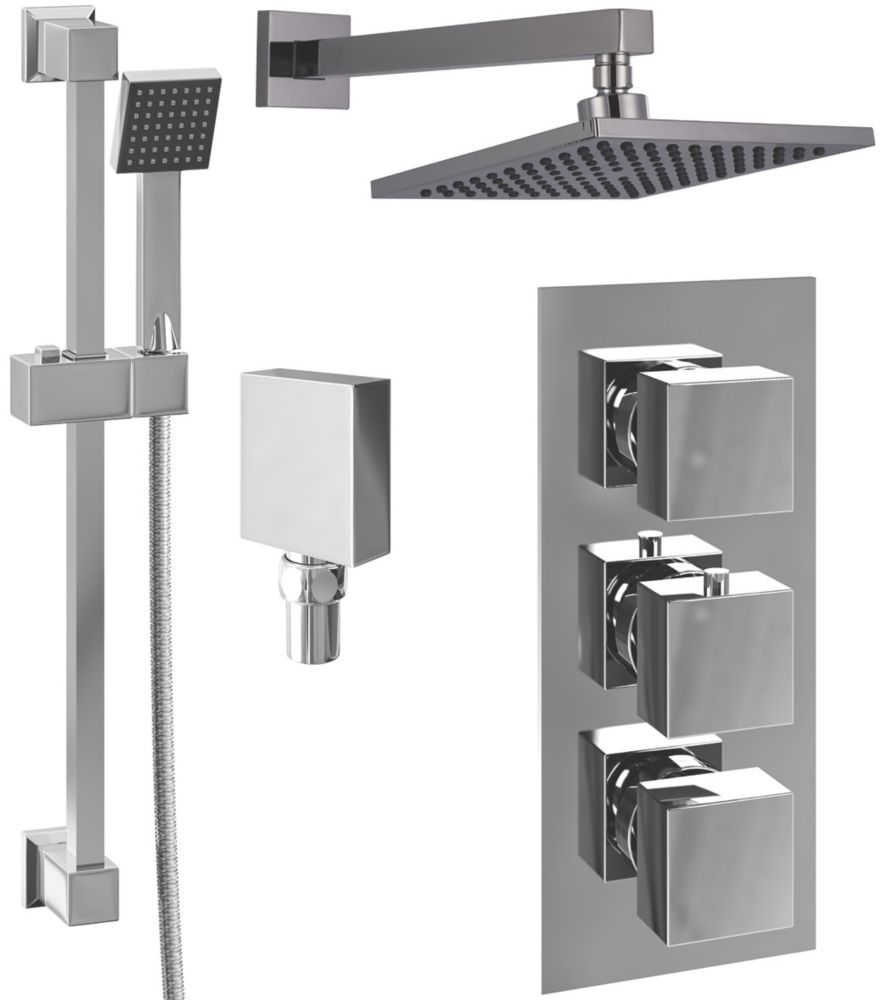 Image of ETAL Diamond Rear-Fed Concealed Polished Chrome Thermostatic Bar Mixer Shower 
