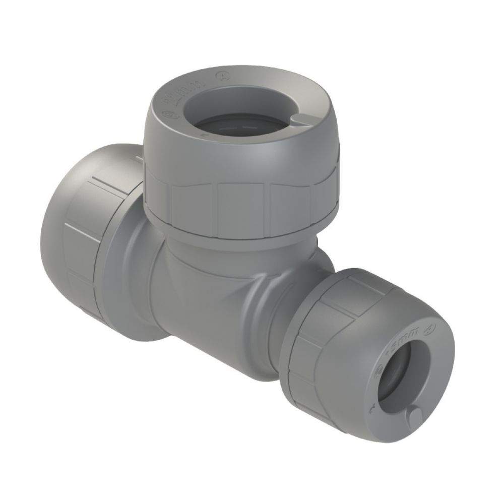 Image of PolyPlumb Plastic Push-Fit Reducing Tee 22mm x 15mm x 22mm 
