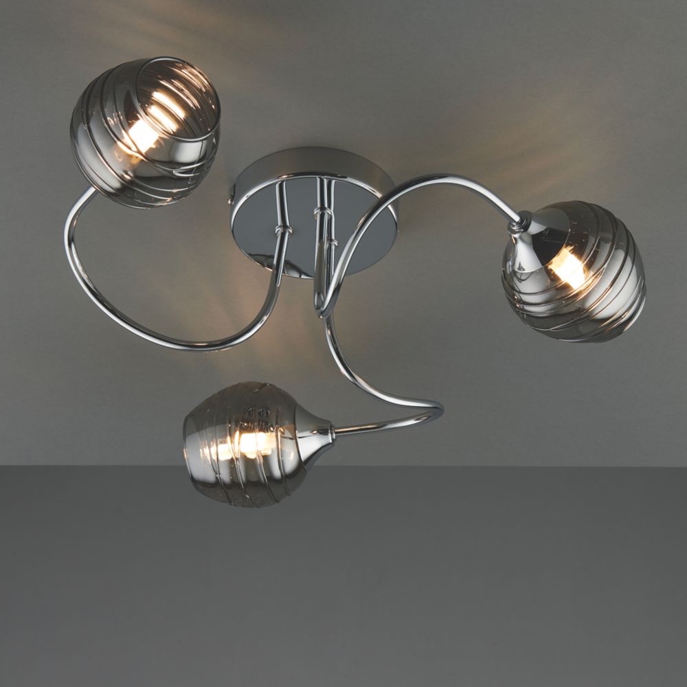 Image of Quay Design Leonie LED 3-Light Semi-Flush Ceiling Light Chrome 6W 200lm 
