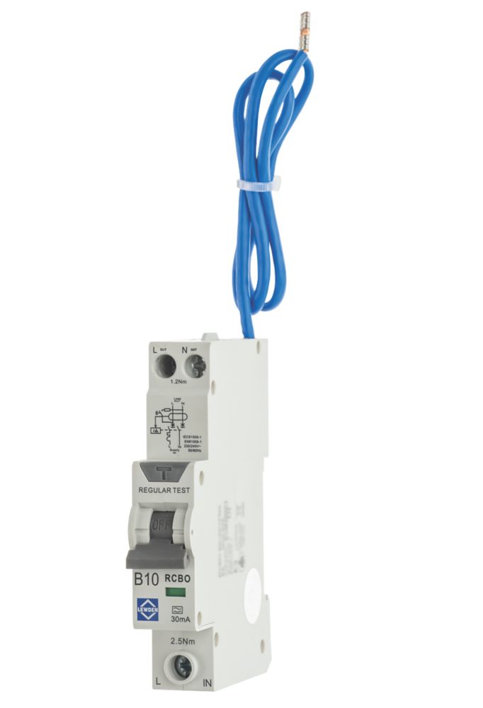 Image of Lewden 10A 30mA 1+N Type B Compact RCBO 
