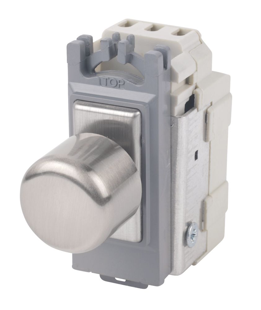 Image of Varilight V-Pro 2-Way LED Grid Dimmer Switch Brushed Steel with Colour-Matched Inserts 
