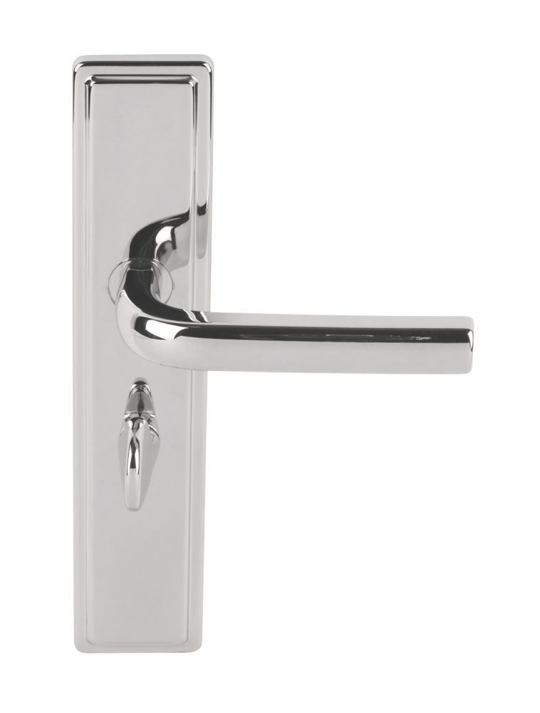 Image of Urfic Westminster Bathroom Door Handles Pair Polished Nickel 