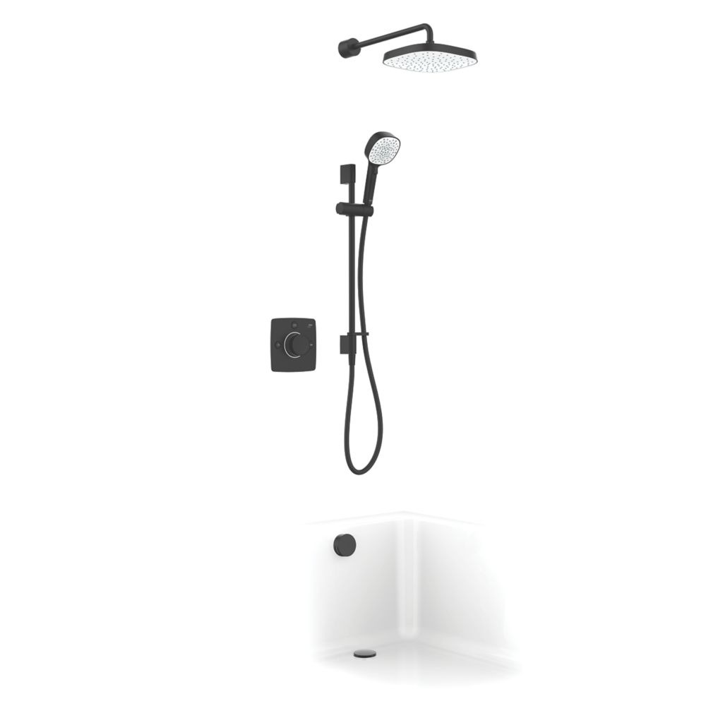 Image of Mira Evoco Rear-Fed Concealed Matt Black Thermostatic Built-In Mixer Shower with Diverter & Bath Fill 