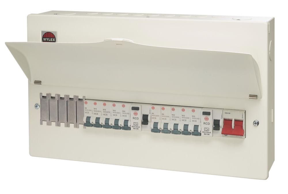Image of Wylex 21-Module 10-Way Populated Dual RCD Consumer Unit 