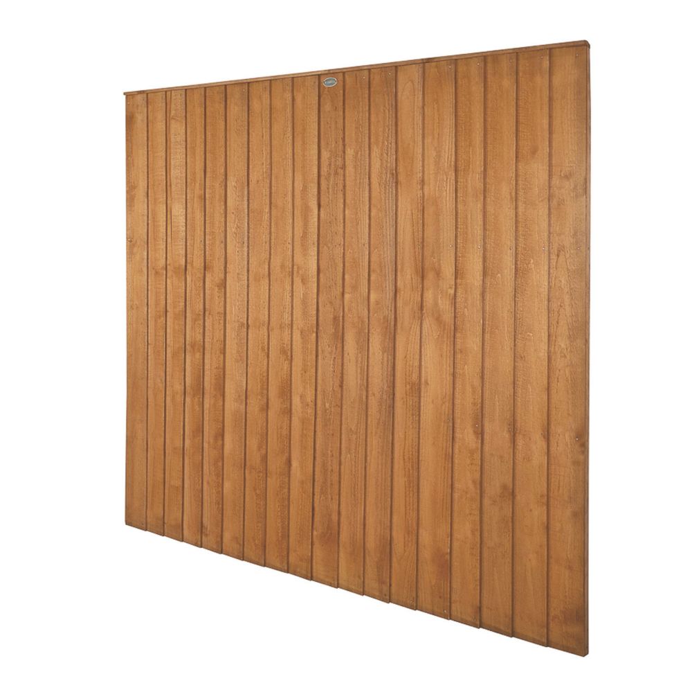Image of Forest Vertical Board Closeboard Garden Fencing Panel Golden Brown 6' x 6' Pack of 3 
