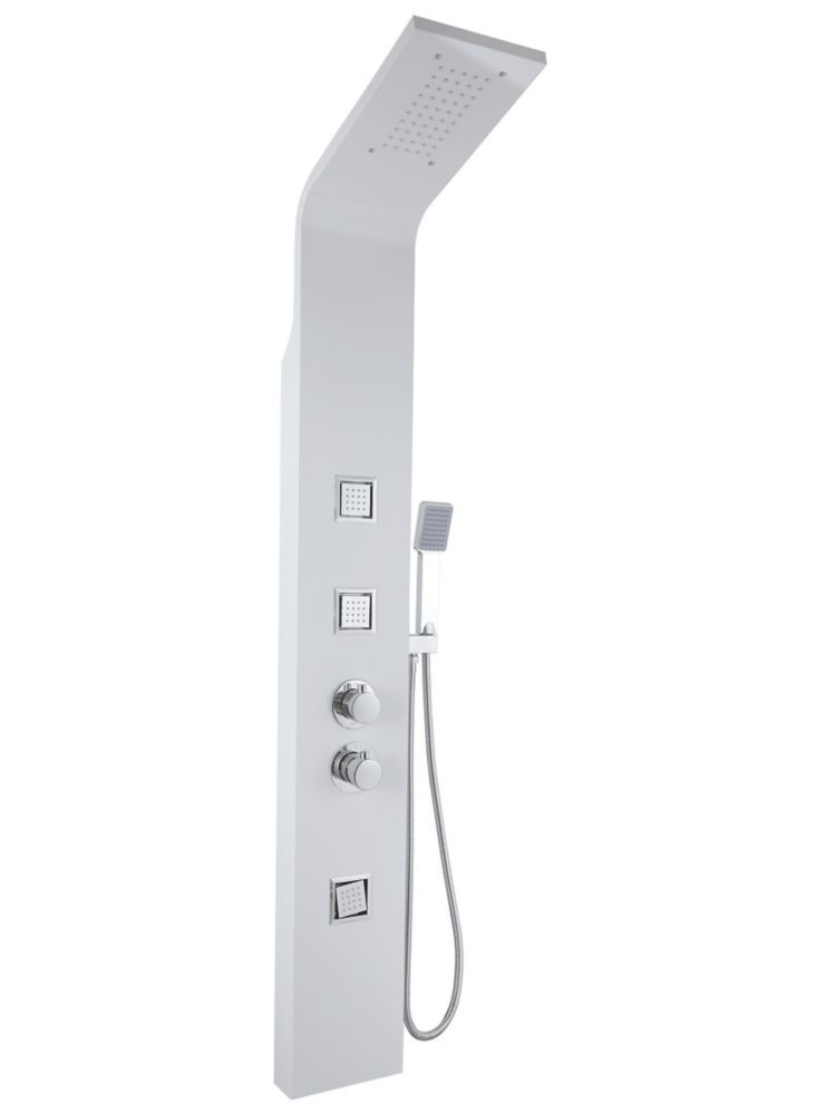 Image of ETAL Luna Rear-Fed Matt White Thermostatic Panel Shower 