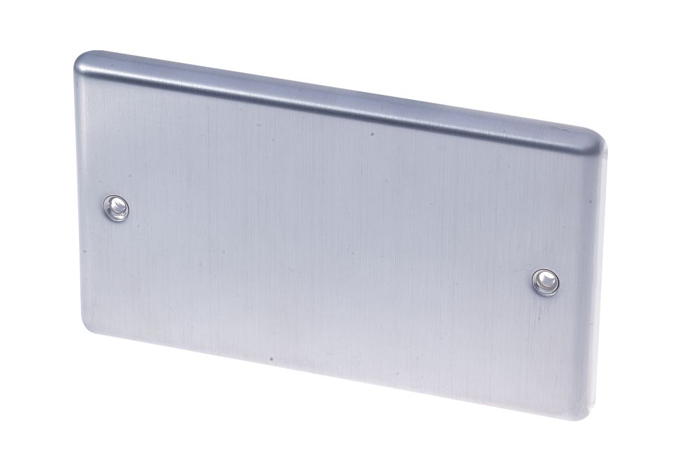 Image of LAP 2-Gang Blanking Plate Brushed Stainless Steel 