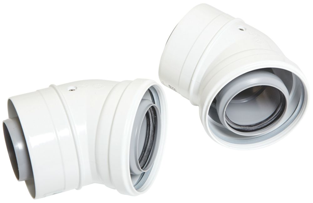 Image of Ideal Heating Flue Elbow 60/100mm 45Â° 2 Pack 