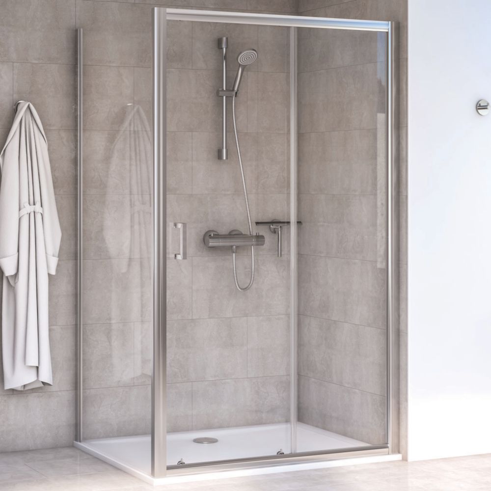 Image of Aqualux Edge 6 Semi-Frameless Rectangular Shower Enclosure LH/RH Polished Silver 1700mm x 700mm x 1900mm 