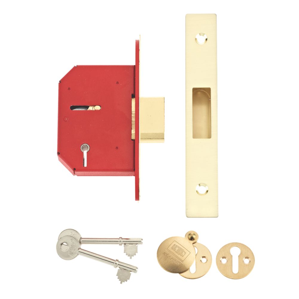 Image of Union Fire Rated 5 Lever Brass 5-Lever Mortice Deadlock 68mm Case - 45mm Backset 