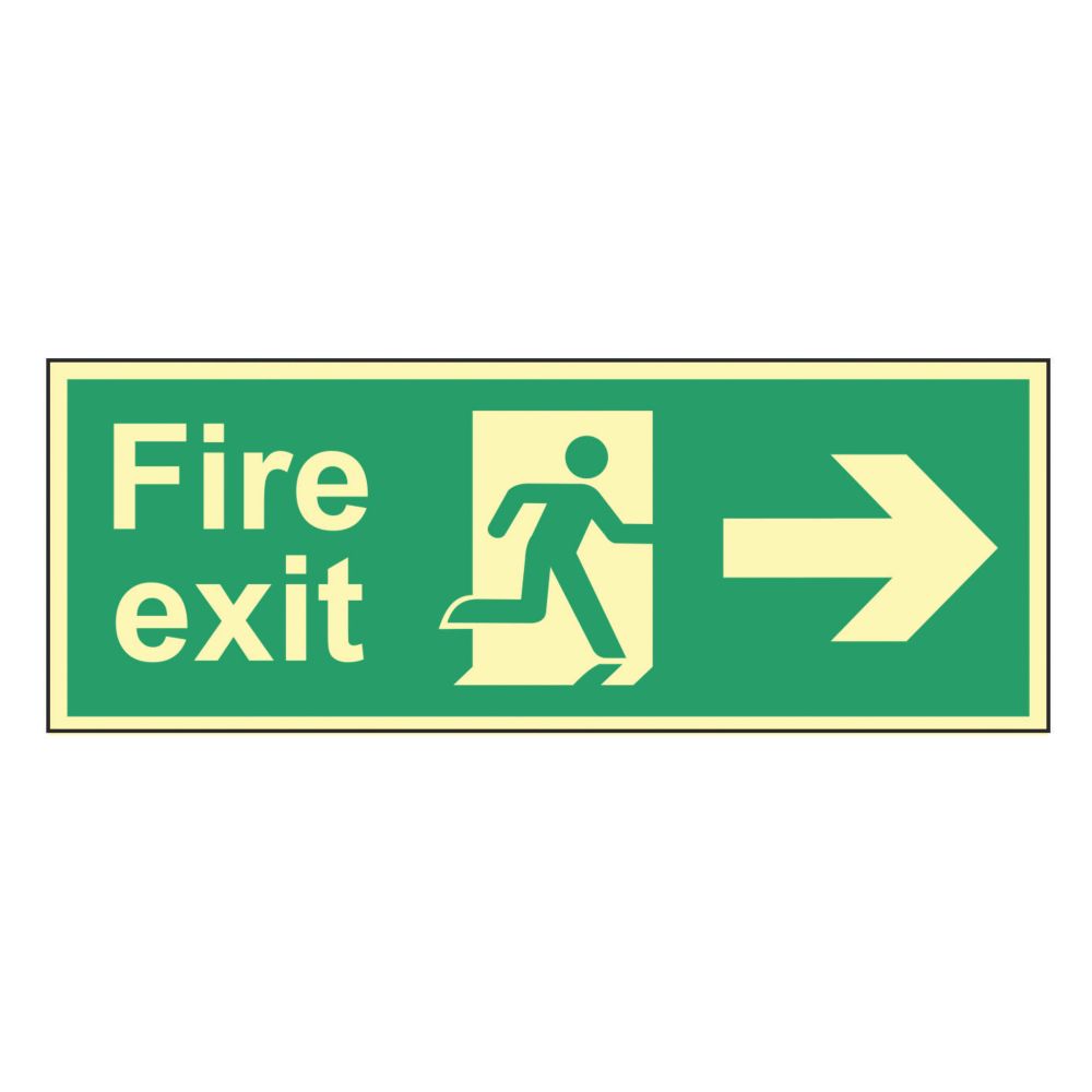 Image of Photoluminescent "Fire Exit Man Right Arrow" Sign 150mm x 450mm 