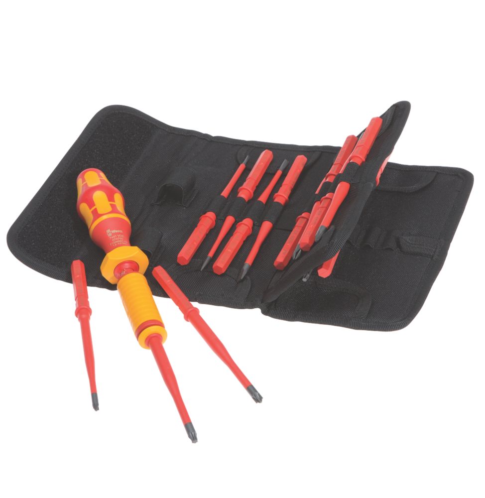 Image of Wera Kraftform Kompakt VDE Interchangeable Torque Extra-Slim Screwdriver Bit Set 1.2-3.0Nm 15 Pieces 