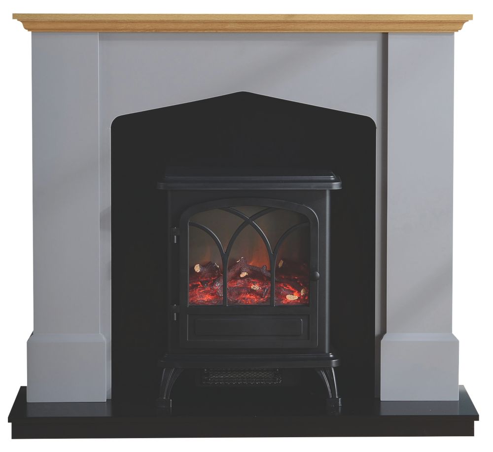 Image of Focal Point Hurst Electric Stove Suite Grey Painted-Effect 1120mm x 350mm x 1000mm 