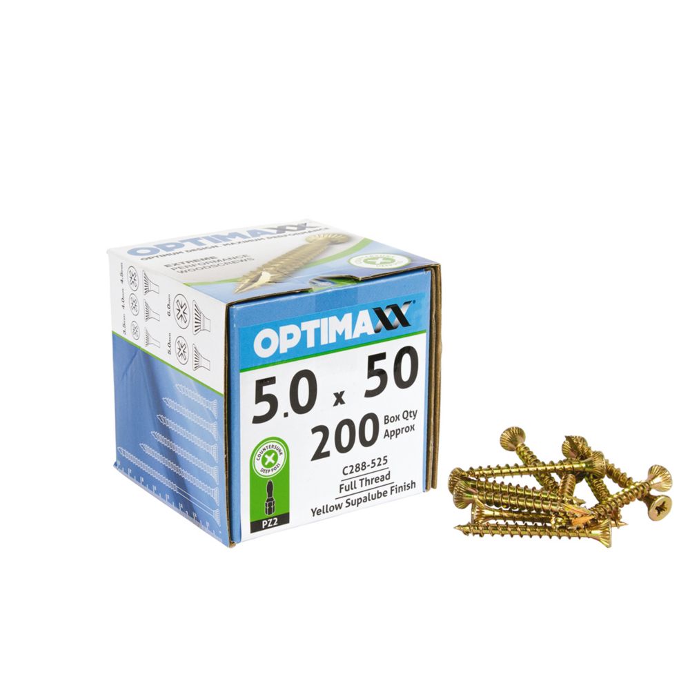 Image of Optimaxx PZ Countersunk Wood Screws 5mm x 50mm 200 Pack 